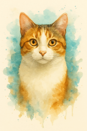 Portrait d'un chat tricolore Tableau Personnalisé Aquarel